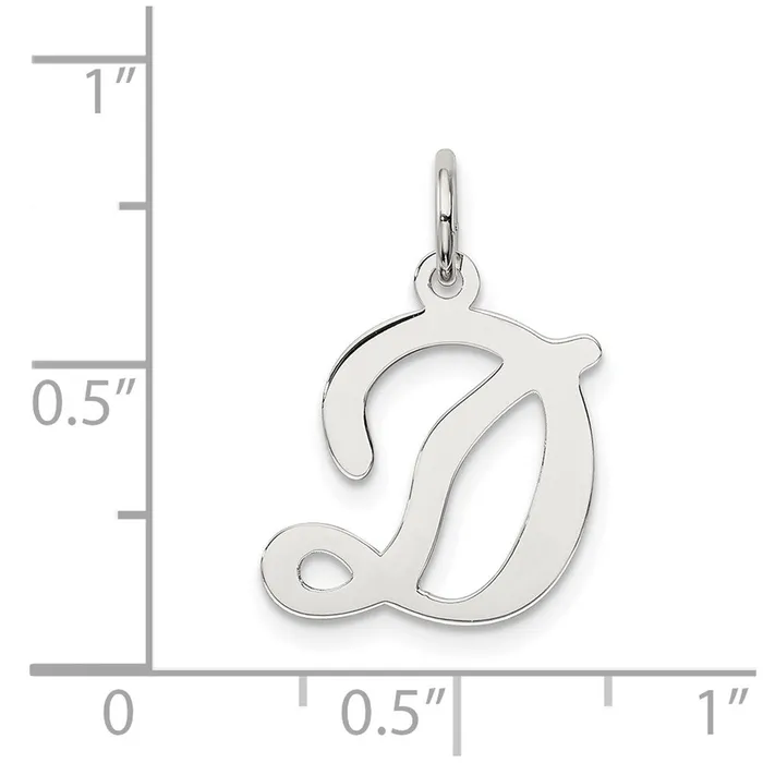 Sterling Silver Rhodiumplated Stamped Letter D Initial Charm TreasureFineJewelers Necklaces
