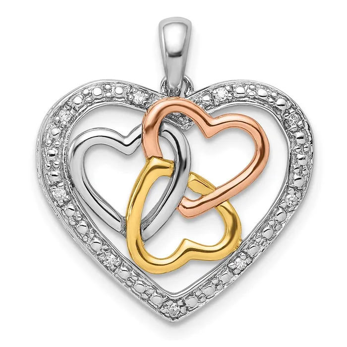 Sterling Silver Rhodium wWhite Yellow Rose Gold Plating Dia Pendant TreasureFineJewelers Necklaces