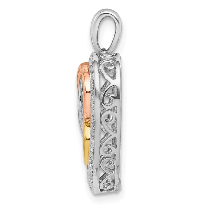 Sterling Silver Rhodium wWhite Yellow Rose Gold Plating Dia Pendant TreasureFineJewelers Necklaces