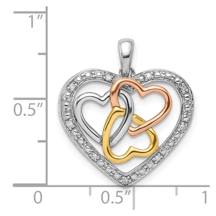 Sterling Silver Rhodium wWhite Yellow Rose Gold Plating Dia Pendant TreasureFineJewelers Necklaces