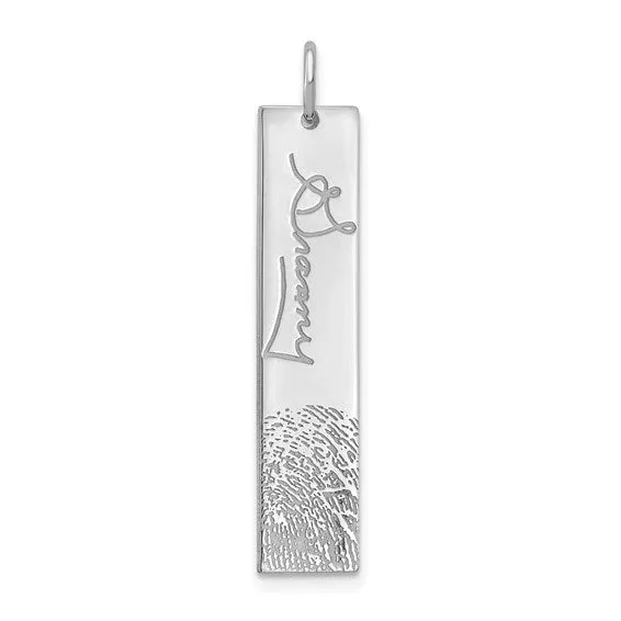 TreasureFineJeweler Charm Necklaces Vertical Signature and Fingerprint Charm TreasureFineJeweler Charm Necklaces Vertical Signature and Fingerprint Charm