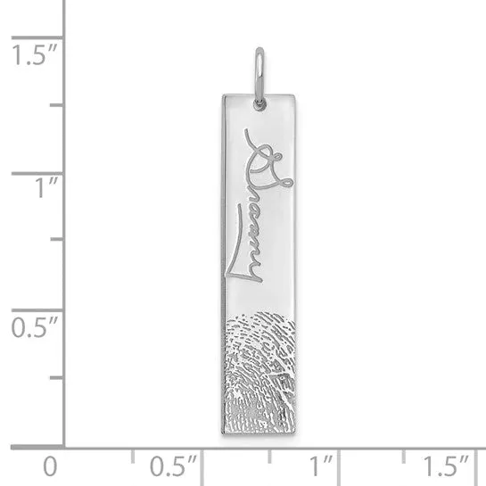 TreasureFineJeweler Charm Necklaces Vertical Signature and Fingerprint Charm TreasureFineJeweler Charm Necklaces Vertical Signature and Fingerprint Charm