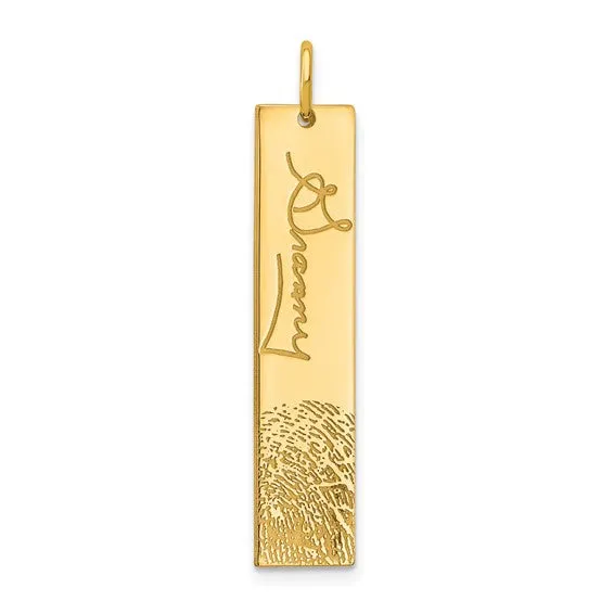 TreasureFineJeweler Charm Necklaces Vertical Signature and Fingerprint Charm TreasureFineJeweler Charm Necklaces Vertical Signature and Fingerprint Charm