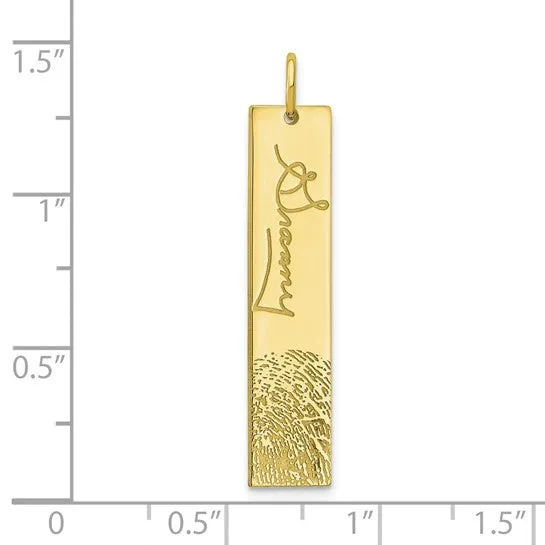 TreasureFineJeweler Charm Necklaces Vertical Signature and Fingerprint Charm TreasureFineJeweler Charm Necklaces Vertical Signature and Fingerprint Charm