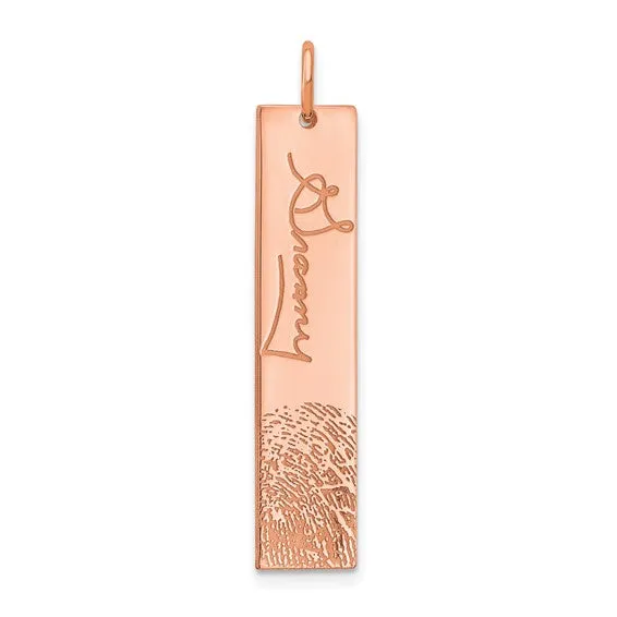 TreasureFineJeweler Charm Necklaces Vertical Signature and Fingerprint Charm TreasureFineJeweler Charm Necklaces Vertical Signature and Fingerprint Charm