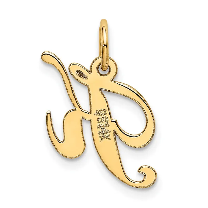 TreasureFineJewelers 10k Yellow Gold Small Fancy Script Initial K Charm Charm Necklaces