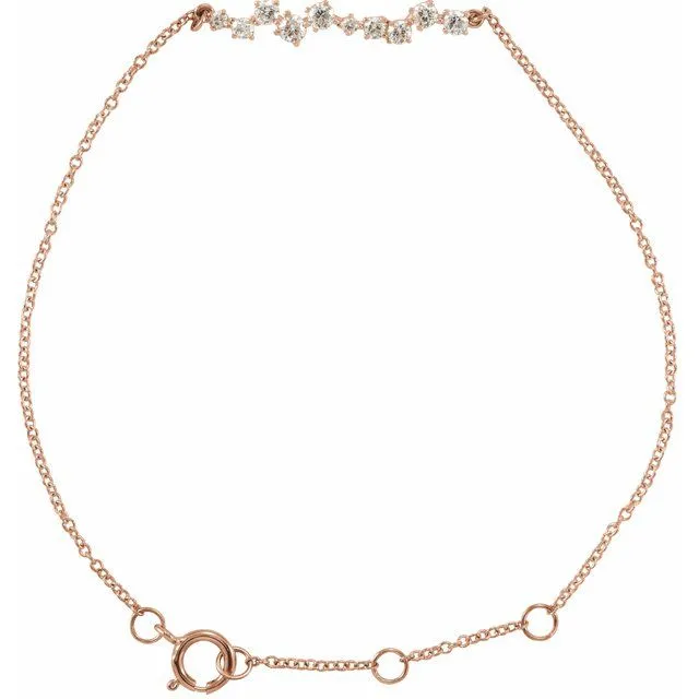 TreasureFineJewelers 14K Rose 13 CTW Diamond Bar 7 Bracelet Bracelets