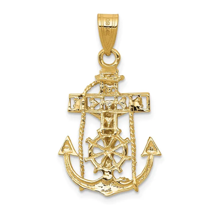 TreasureFineJewelers 14k Twotone Mariners Cross Pendant Rings