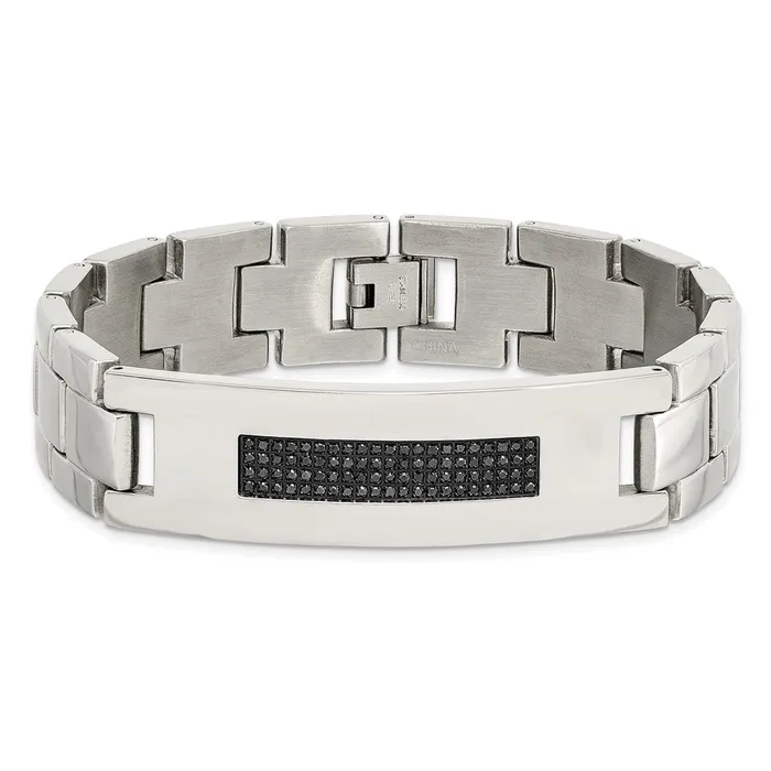 TreasureFineJewelers Bracelets Chisel Stainless Steel Polished with 12 carat Diamond 825 inch Bracelet