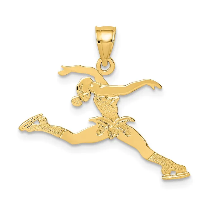 TreasureFineJewelers Charm Necklaces 14k Ice Skater Jumping Charm