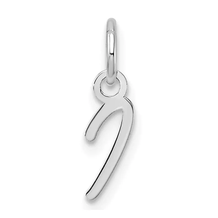 TreasureFineJewelers Charm Necklaces 14K White Gold Uppercase Letter I Initial Charm