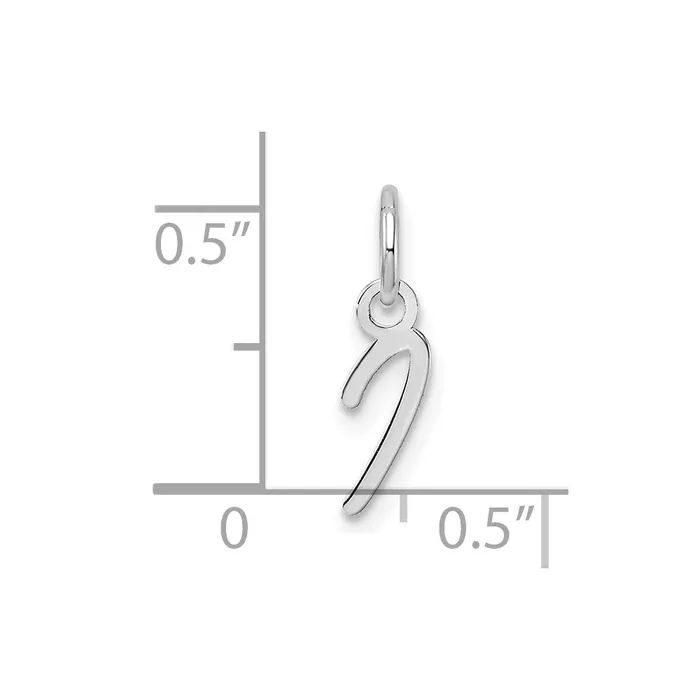 TreasureFineJewelers Charm Necklaces 14K White Gold Uppercase Letter I Initial Charm