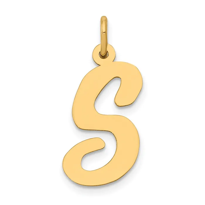 TreasureFineJewelers Charm Necklaces 14k Yellow Gold Large Script Letter S Initial Charm TreasureFineJewelers Charm Necklaces 14k Yellow Gold Large Script Letter S Initial Charm