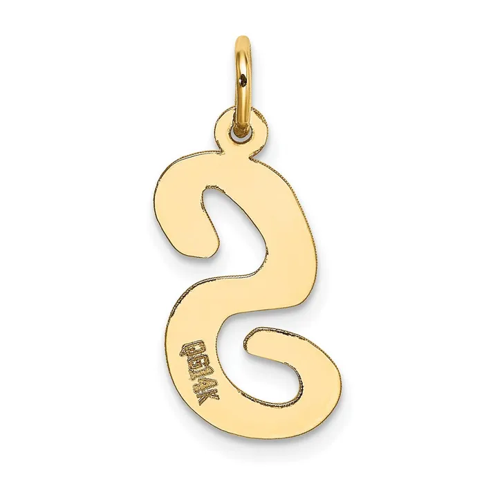 TreasureFineJewelers Charm Necklaces 14k Yellow Gold Large Script Letter S Initial Charm