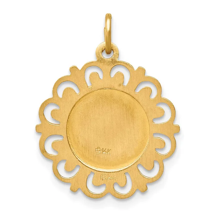 TreasureFineJewelers Charm Necklaces 14k Yellow Gold Saint Theresa Medal Charm