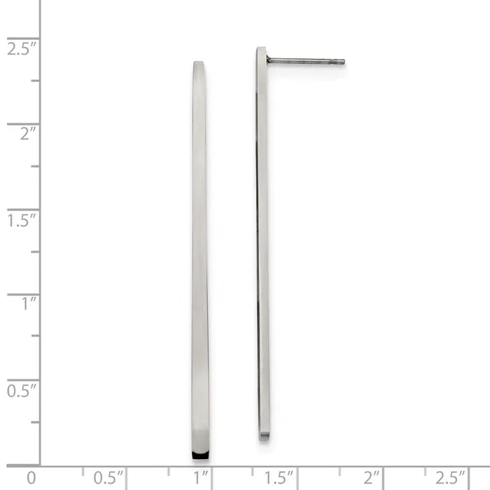 TreasureFineJewelers Earrings Stainless Steel Polished Long Bar Post Dangle Earrings