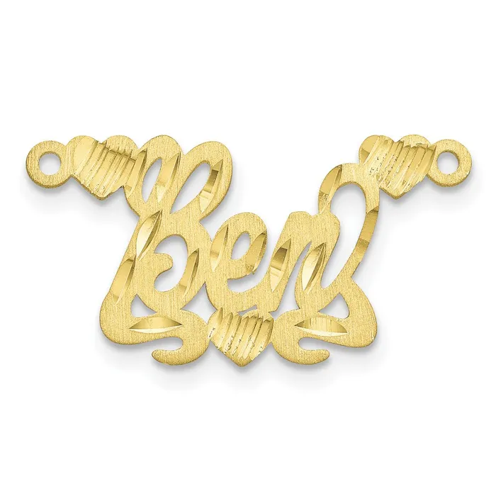 TreasureFineJewelers Necklaces 10K Satin Diamondcut Hearts Name Plate