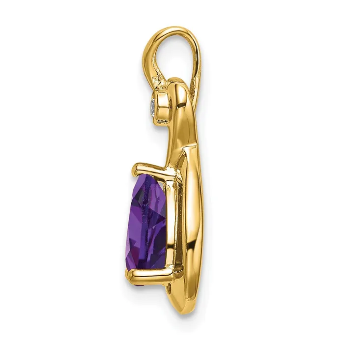 TreasureFineJewelers Necklaces 14k Pear Amethyst and Diamond Pendant