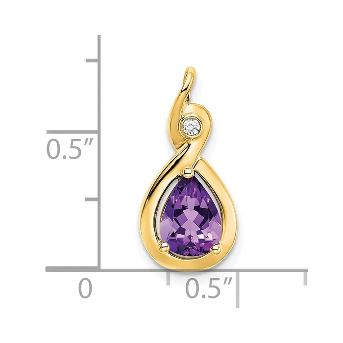 TreasureFineJewelers Necklaces 14k Pear Amethyst and Diamond Pendant