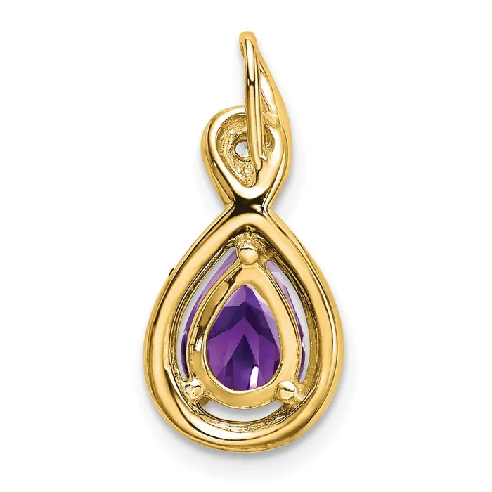 TreasureFineJewelers Necklaces 14k Pear Amethyst and Diamond Pendant
