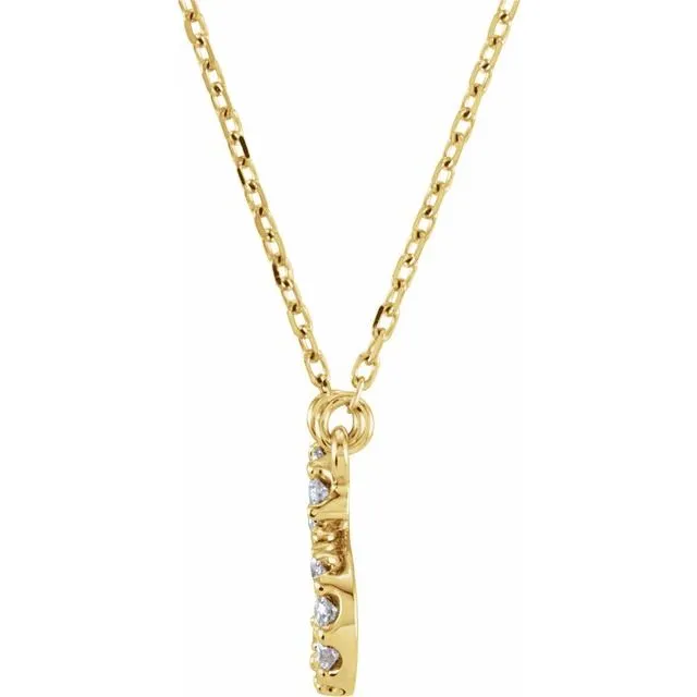 TreasureFineJewelers Necklaces 14K Yellow Gold 18 CTW Natural Diamond Initial E 16 Necklace