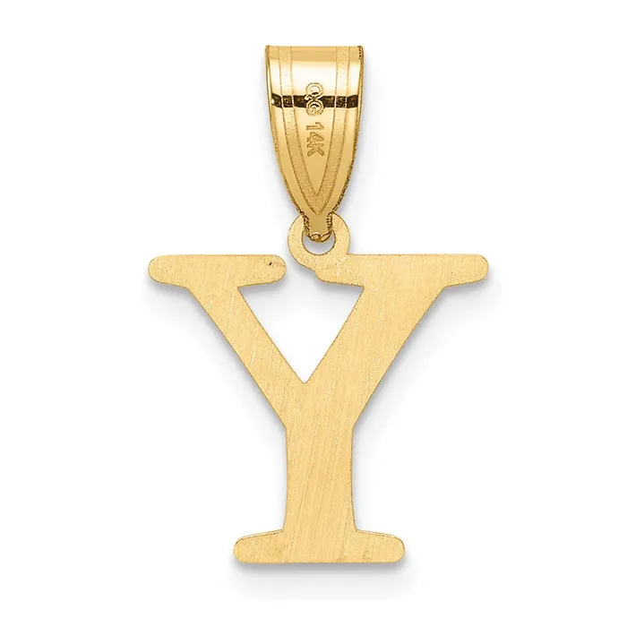 TreasureFineJewelers Necklaces 14k Yellow Gold Polished Etched Letter Y Initial Pendant