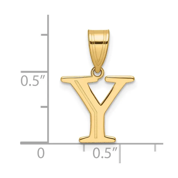 TreasureFineJewelers Necklaces 14k Yellow Gold Polished Etched Letter Y Initial Pendant