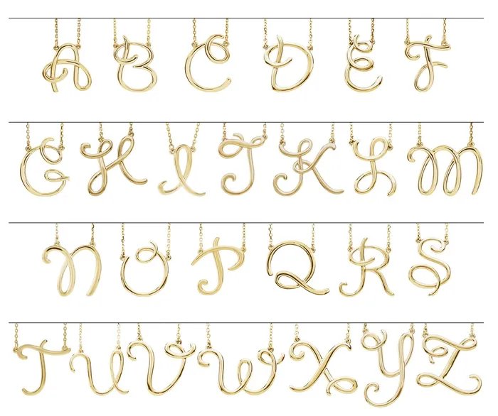 TreasureFineJewelers Necklaces 14K Yellow Gold Script Initial M 16 Necklace