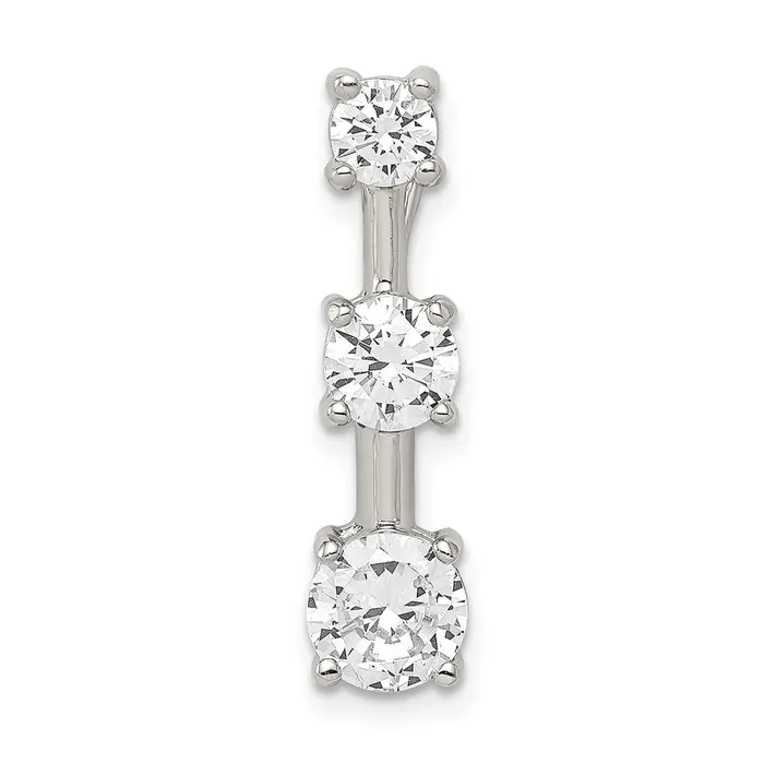 TreasureFineJewelers Necklaces Sterling Silver 3stone CZ Pendant