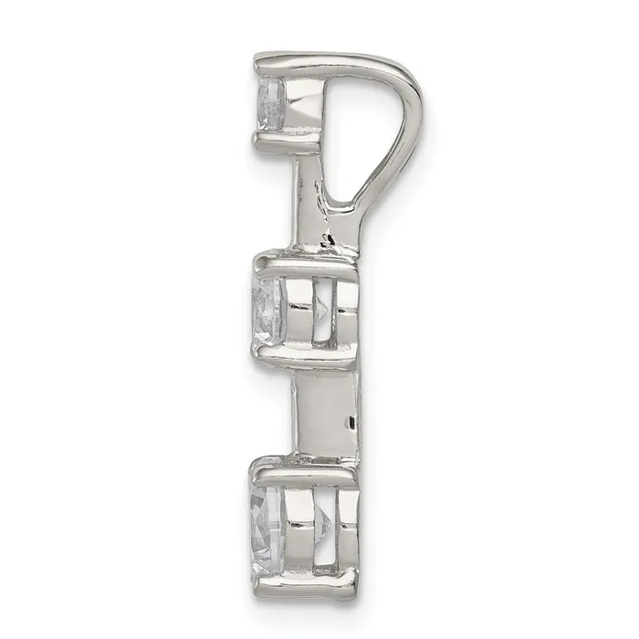 TreasureFineJewelers Necklaces Sterling Silver 3stone CZ Pendant