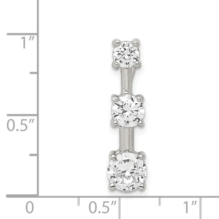 TreasureFineJewelers Necklaces Sterling Silver 3stone CZ Pendant