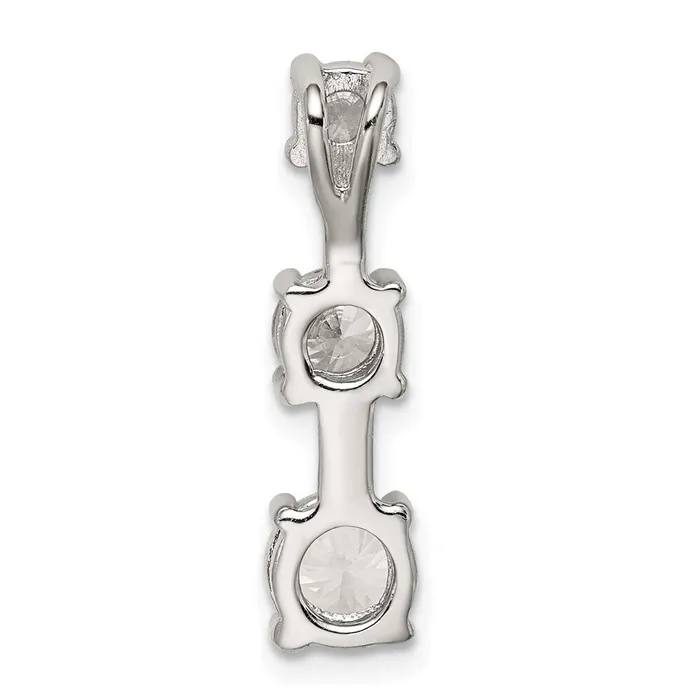 TreasureFineJewelers Necklaces Sterling Silver 3stone CZ Pendant