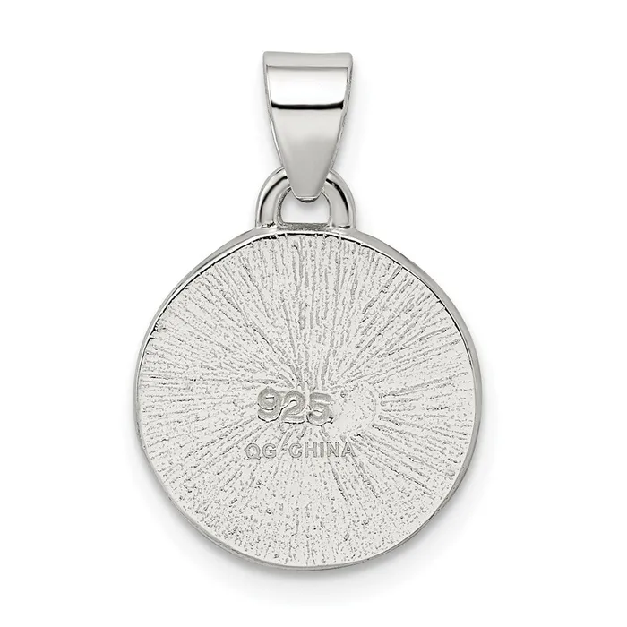TreasureFineJewelers Necklaces Sterling Silver 4 Leaf Clover Clear Enamel Pendant