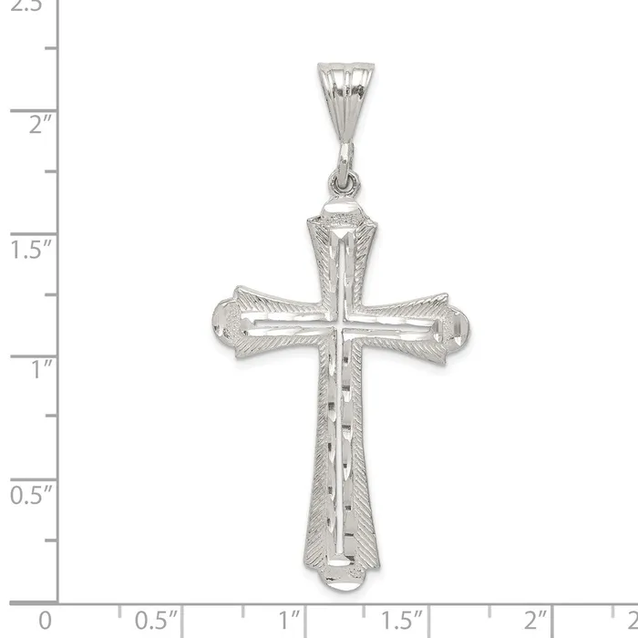 TreasureFineJewelers Necklaces Sterling Silver Diamondcut Cross Pendant