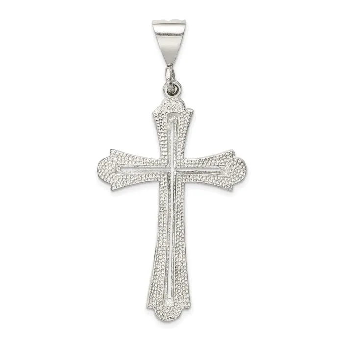 TreasureFineJewelers Necklaces Sterling Silver Diamondcut Cross Pendant