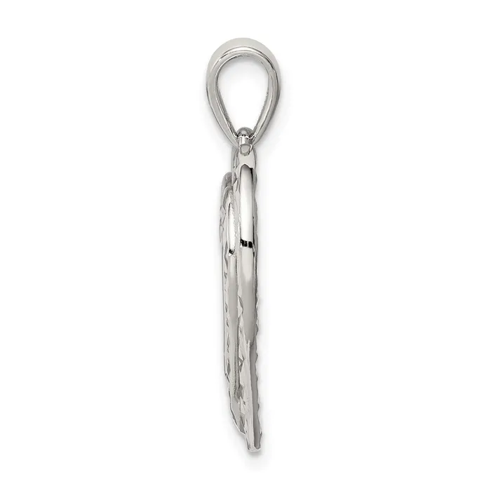 TreasureFineJewelers Necklaces Sterling Silver Diamondcut Heart Pendant