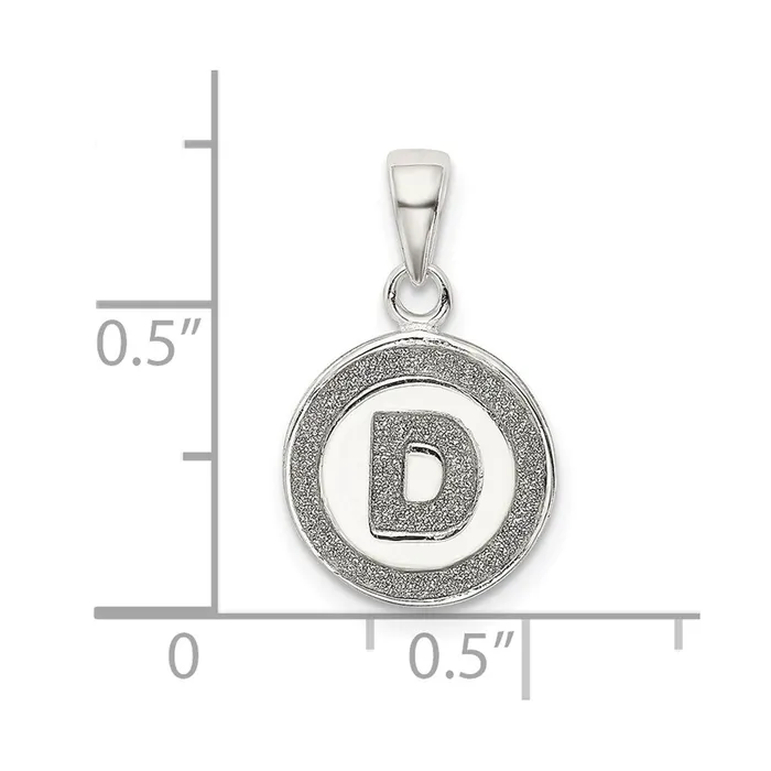TreasureFineJewelers Necklaces Sterling Silver Glitter Enamel Letter D Initial Circle Pendant