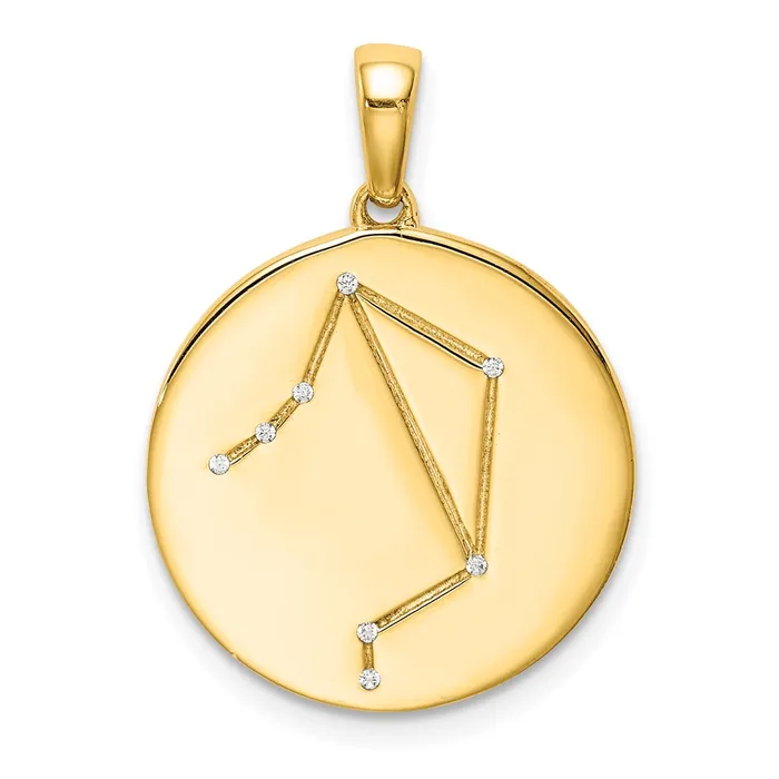 TreasureFineJewelers Necklaces Sterling Silver Goldplated CZ Libra Zodiac Pendant