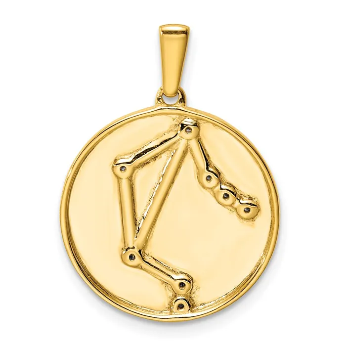 TreasureFineJewelers Necklaces Sterling Silver Goldplated CZ Libra Zodiac Pendant