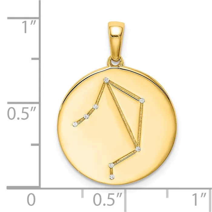 TreasureFineJewelers Necklaces Sterling Silver Goldplated CZ Libra Zodiac Pendant