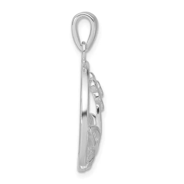 TreasureFineJewelers Necklaces Sterling Silver Polished Flower Circle Pendant
