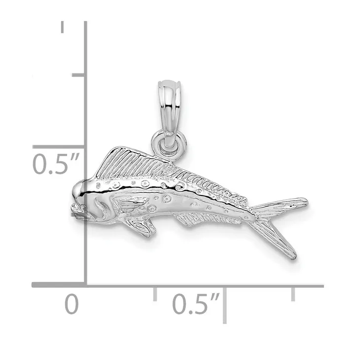 TreasureFineJewelers Necklaces Sterling Silver Polished MahiMahi Fish Pendant