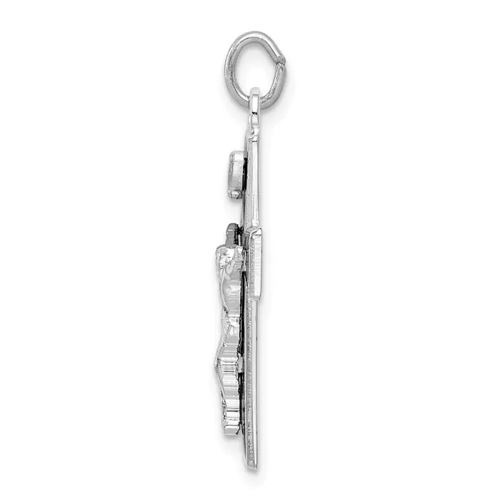 TreasureFineJewelers Necklaces Sterling Silver Rhodiumplated Enamel Crucifix Pendant