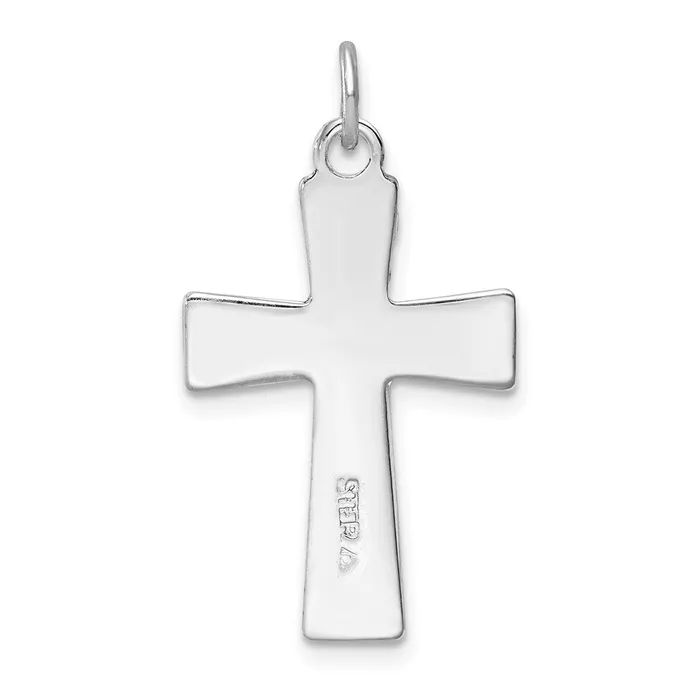 TreasureFineJewelers Necklaces Sterling Silver Rhodiumplated Enamel Crucifix Pendant
