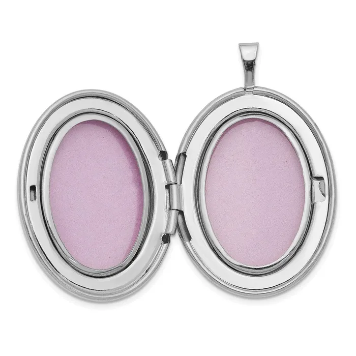 TreasureFineJewelers Necklaces Sterling Silver Rhodiumplated Oval Tree 26mm Locket