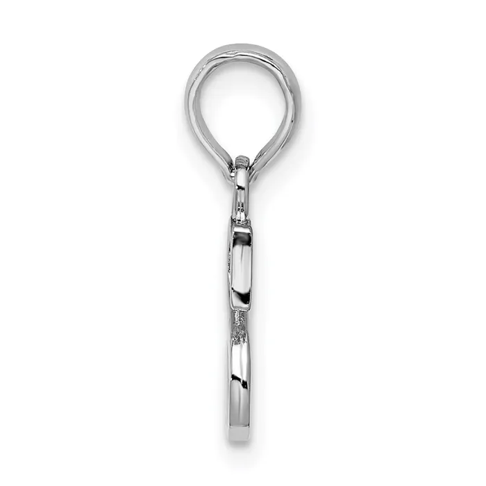 TreasureFineJewelers Necklaces Sterling Silver Rhodiumplated Polished Block Initial S Pendant