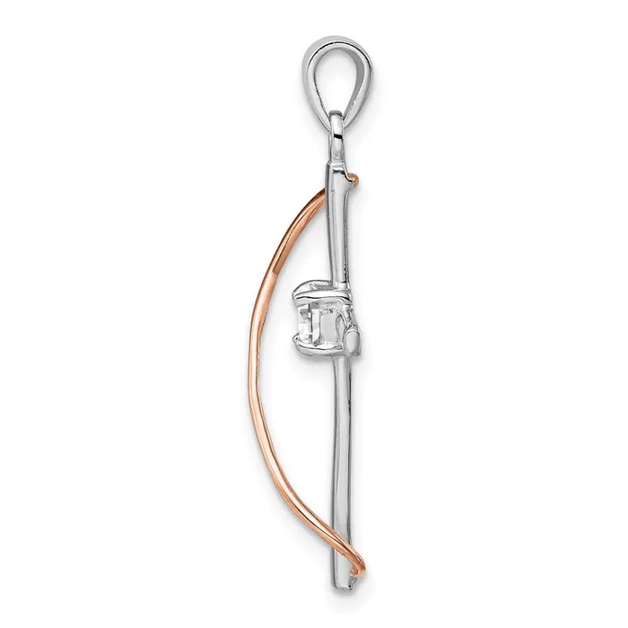 TreasureFineJewelers Necklaces Sterling Silver Rhodium Rosetone Polished CZ Cross Pendant