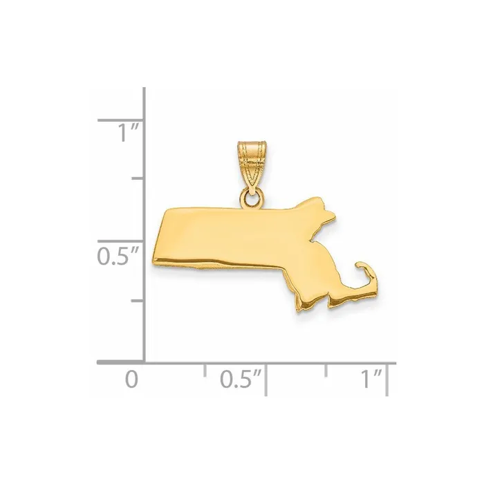 TreasureFineJewelers PreStyled Sets 14k Yellow Gold Massachusetts State Pendant