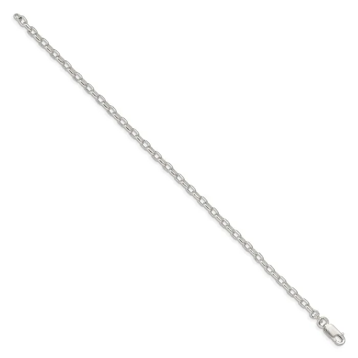 TreasureFineJewelers Rings Sterling Silver 32mm Oval Fancy Rolo Chain