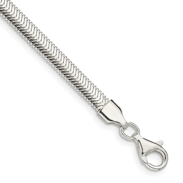 TreasureFineJewelers Rings Sterling Silver 42mm Flat Oval Snake Chain